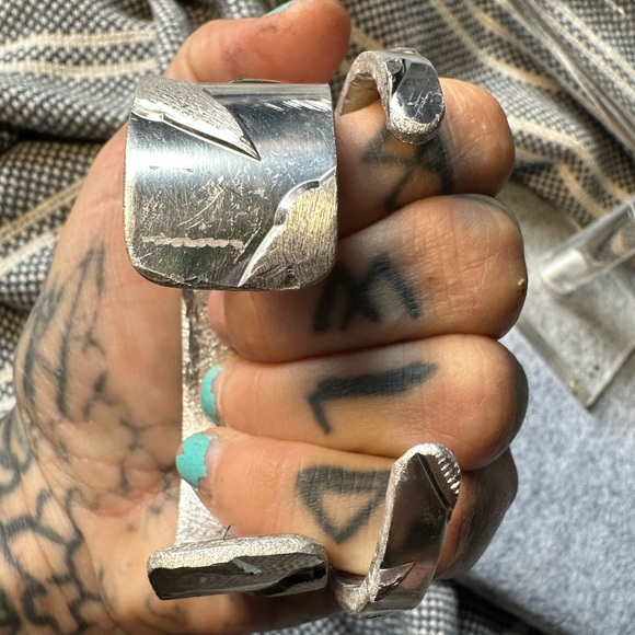 Ooak handmade Diamond plate bracelet brutalist set - Picture 4 of 6